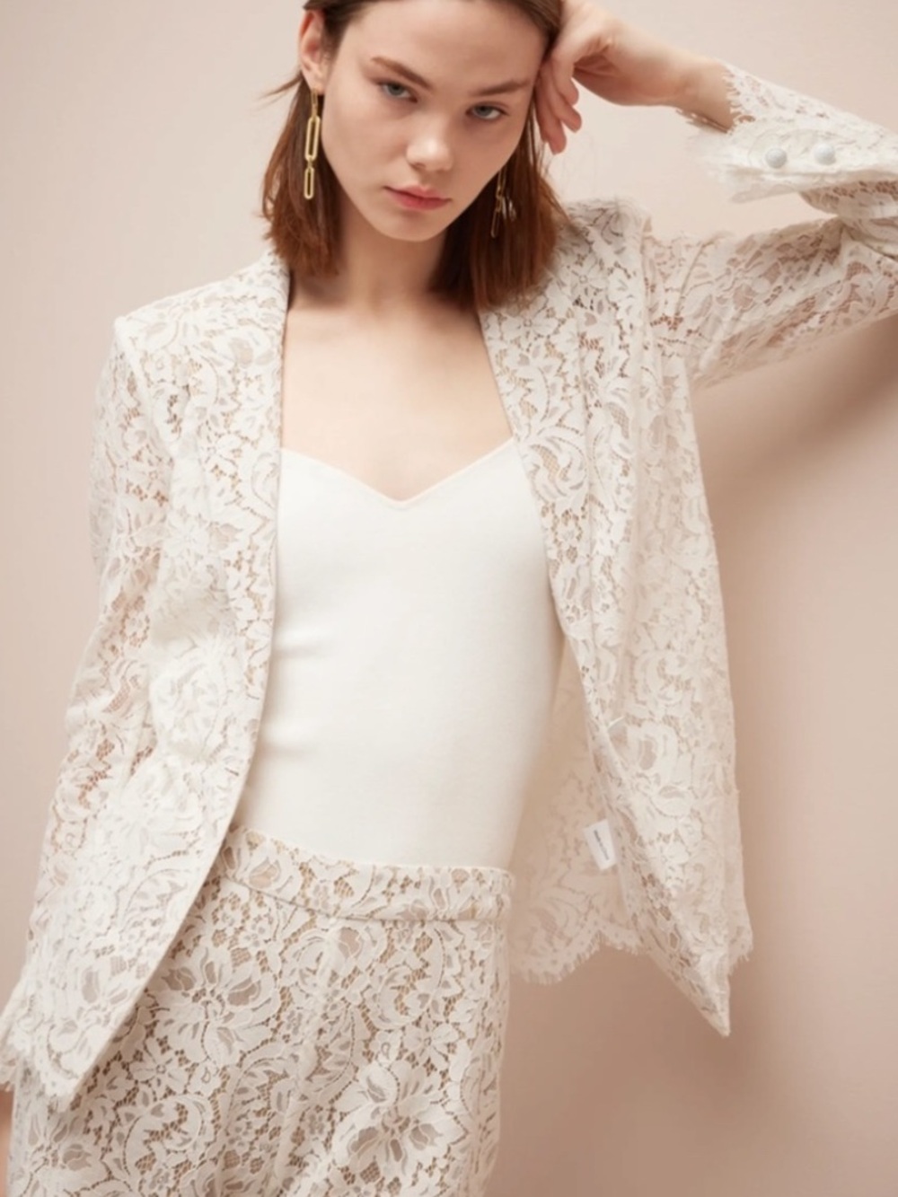 L’Agence Clementine Blazer in White Lace Size: 2